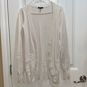 White Button Midi Cardigan